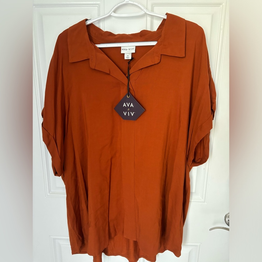 NWT Ava & Viv short sleeve button up blouse 3X